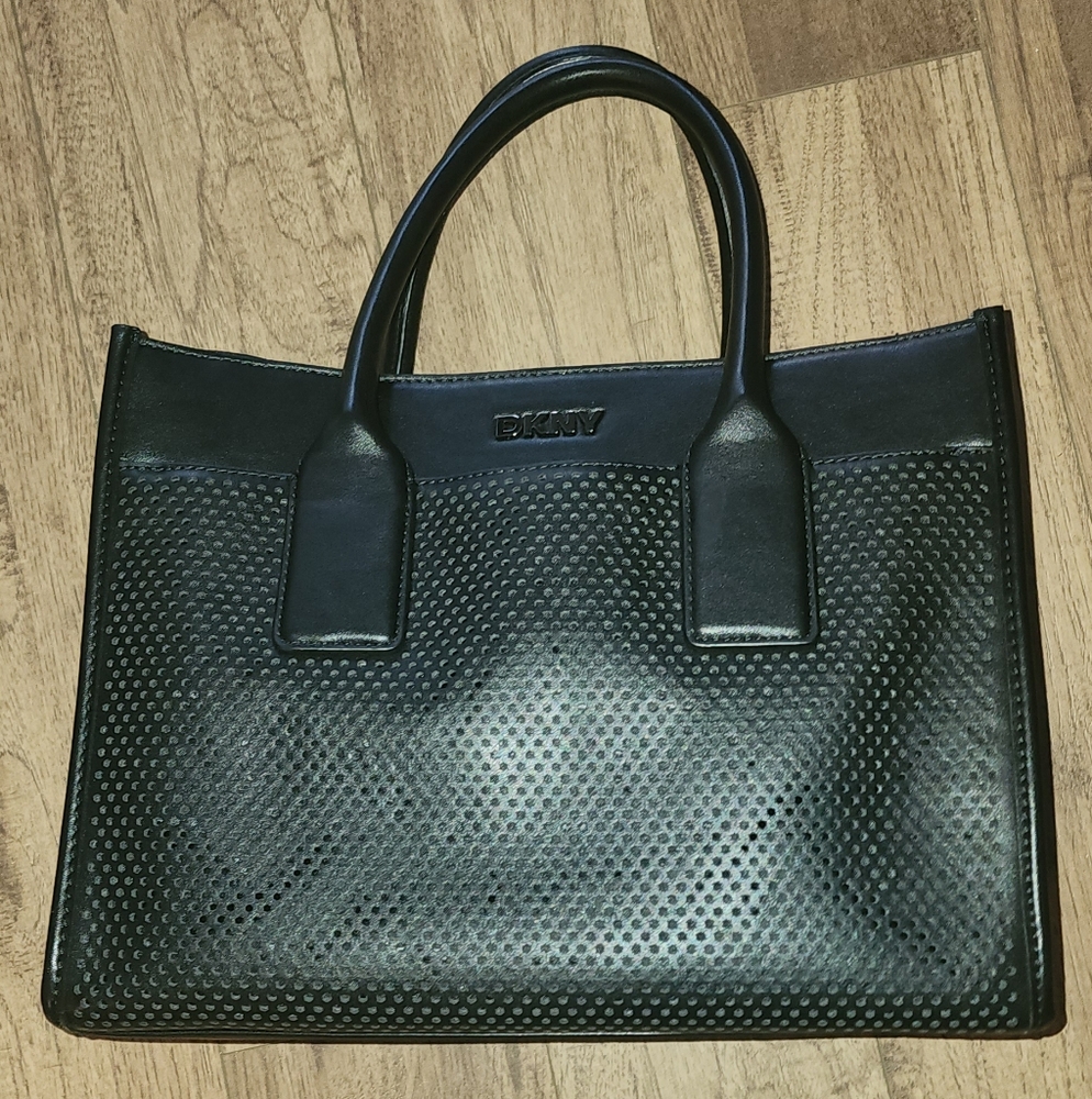 DKNY Black Crossbody Bag with Perforated Design